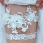 Floral Lace Pearl Bridal Thigh Garter