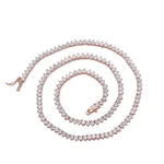 Rose Gold 3mm Cubic Zirconia Tennis Chain Necklace