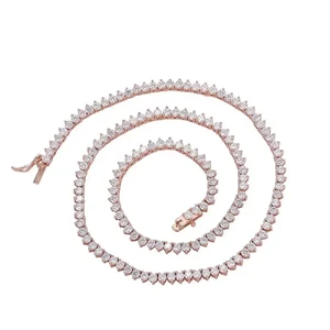 Rose Gold 3mm Cubic Zirconia Tennis Chain Necklace