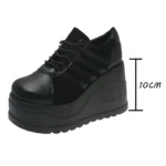 Elevate Your Edge: Black Platform Wedge Sneakers