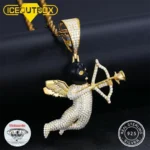 Sterling Silver Moissanite Cupid Angel Pendant