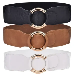 Cinched & Chic: Gold Circle Elastic Corset Belt