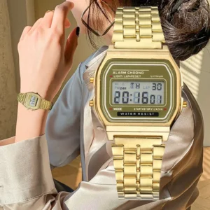 Classic Stainless Steel Digital Watch for Women
