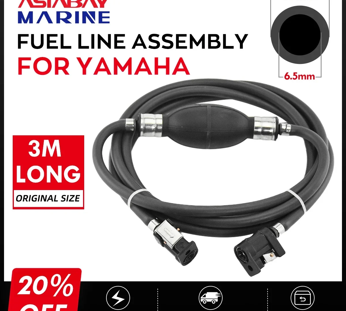 Outboard Motor Fuel Line Hose Assembly with Primer Bulb