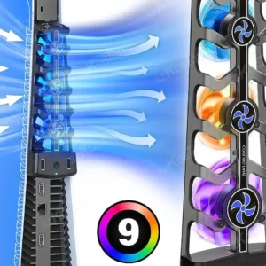 Quiet 3-Speed RGB Cooling Fan for Gaming Consoles