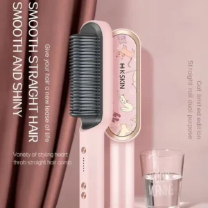 2-in-1 Heated Hair Straightening Brush and Comb