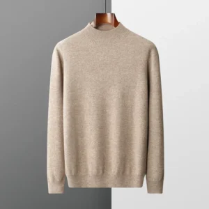 Soft Merino Wool Mock Neck Pullover Sweater