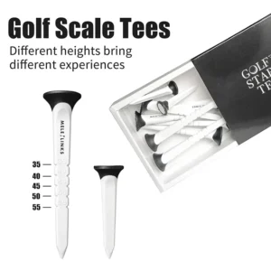 Low-Spin Plastic Golf Tees with Height Scale