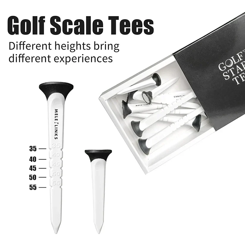 Low-Spin Plastic Golf Tees with Height Scale