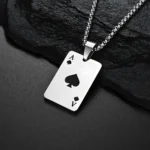 Stainless Steel Ace of Spades Pendant Necklace