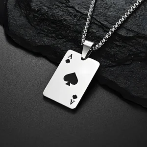 Stainless Steel Ace of Spades Pendant Necklace