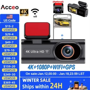 4K Ultra HD WiFi Dash Cam with GPS Tracking
