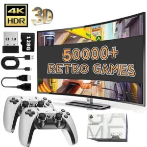 4K Wireless Retro TV Game Console with Two Gamepads