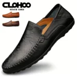 Clohoo Business Casual Shoes Leather Stitching Comfortable