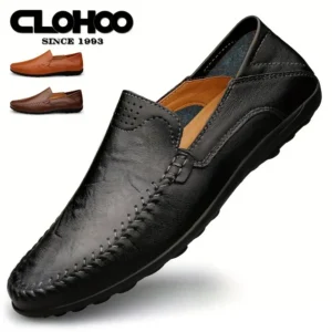 Clohoo Business Casual Shoes Leather Stitching Comfortable