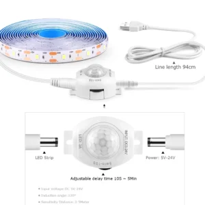 Usb 5v Led Strip Light Waterproof Smd2835 With Sensitive Pir