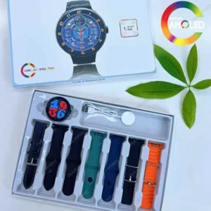 AMOLED GPS Smart Watch with 7 Interchangeable Straps