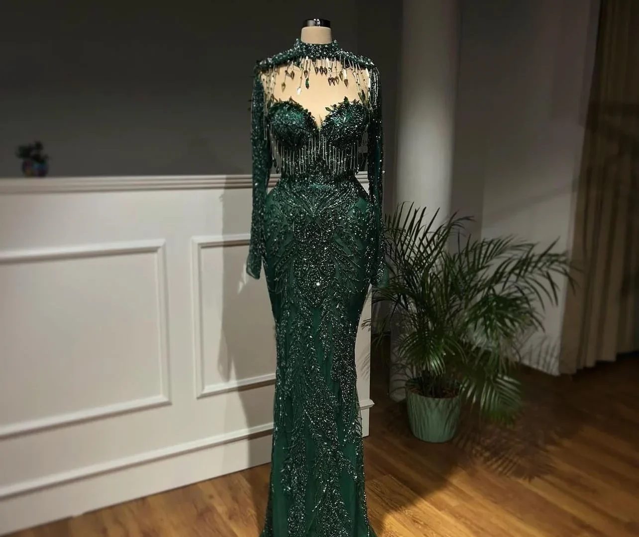 Emerald Dream: Beaded Mermaid Gown for Galas & Prom