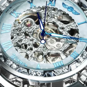 Women's Skeleton Mechanical Watch with Leather Strap