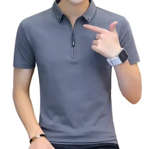 Men's Breathable Cotton Turn-Down Collar T-Shirt